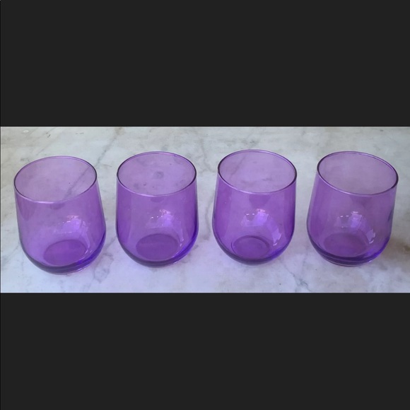 LIBBEY STEMLESS WINE & DINE GLASSES PURPLE NEW SET OF 4 - Picture 3 of 6